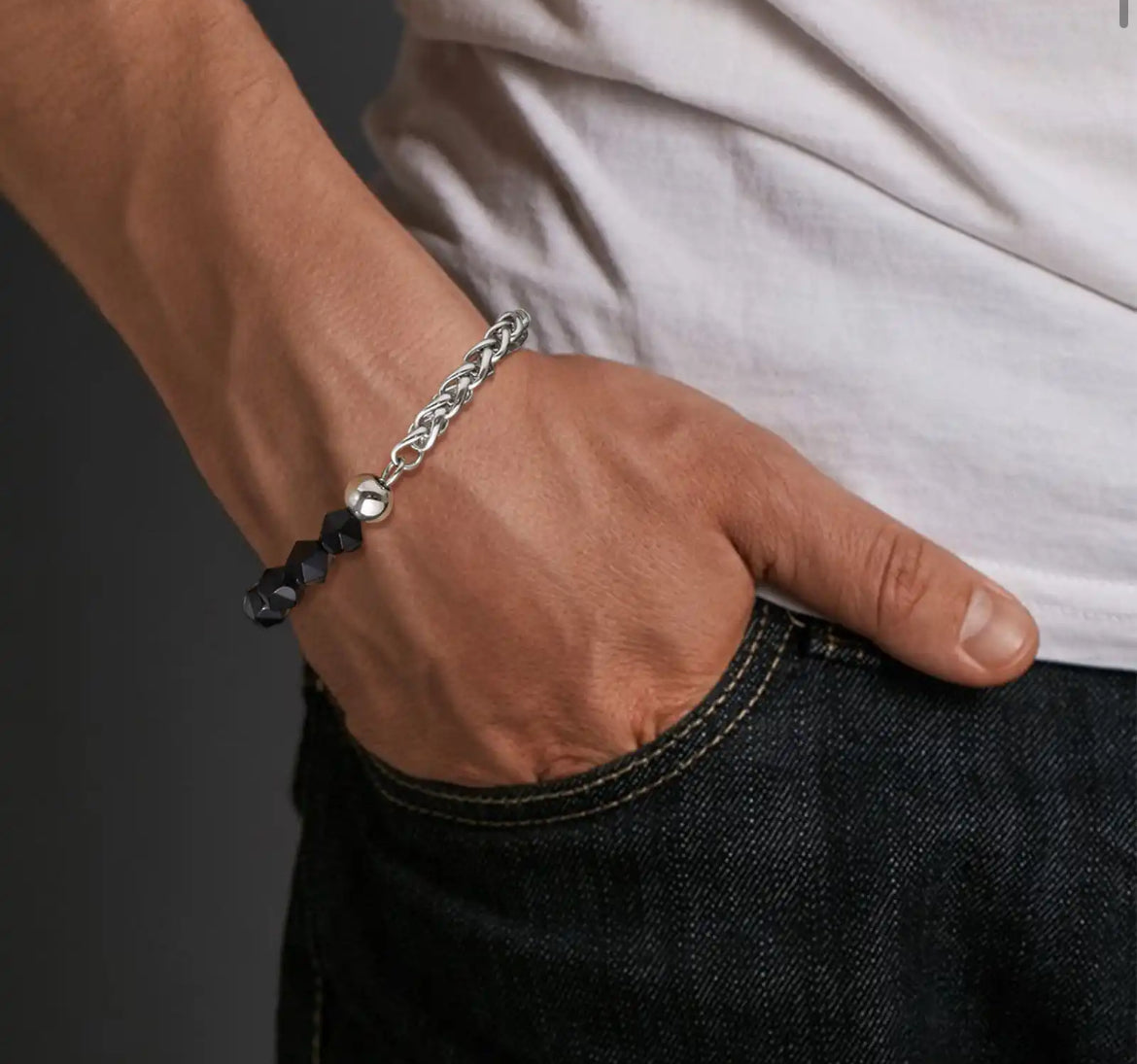 ΑΤΣΑΛΙΝΟ ΑΝΤΡΙΚΟ ΒΡΑΧΙΟΛΙ  ΜΕ ΧΑΝΤΡΕΣ #15